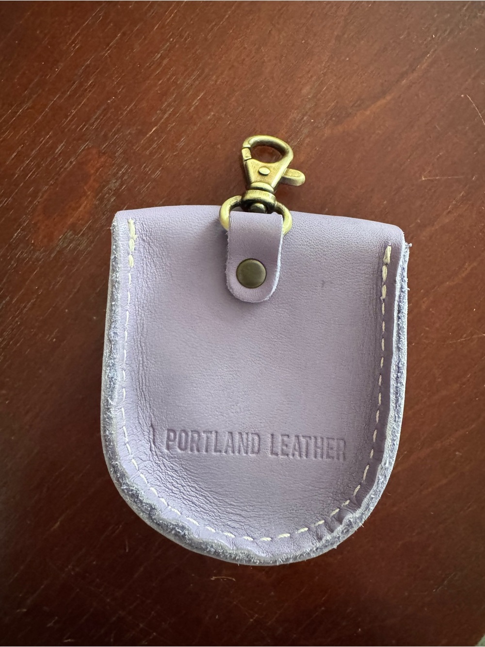Portland leather petunia purple flower key ring pouch case - Picture 2 of 4